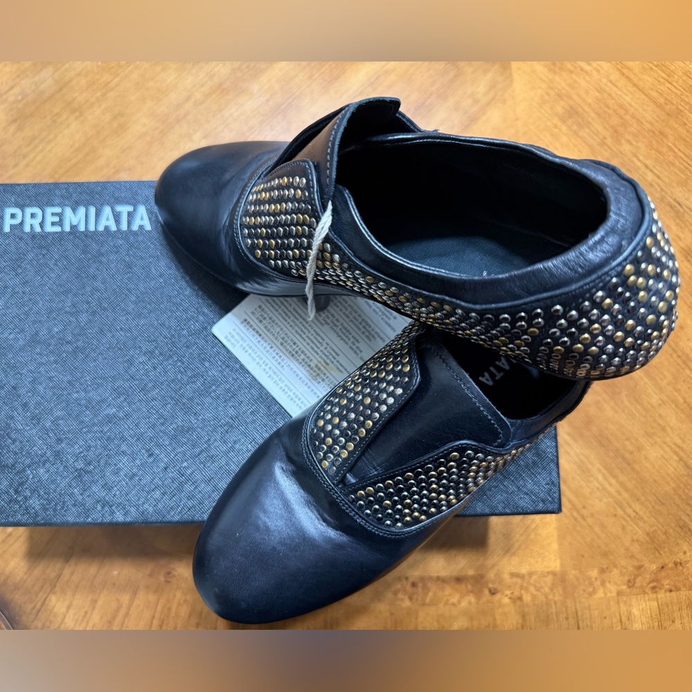 Premiata Black Leather Shoes with Gold Accents - Picture 6 of 13
